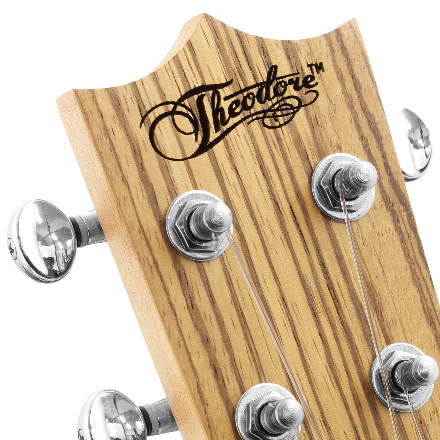 Theodore Konzert Ukulele Zebraholz Starter Set | Konzert‑Ukulele aus Zebraholz mit Stimmgerät, Tasche, Gurt, Plektren & Ersatzsaiten, ideal für Anfänger