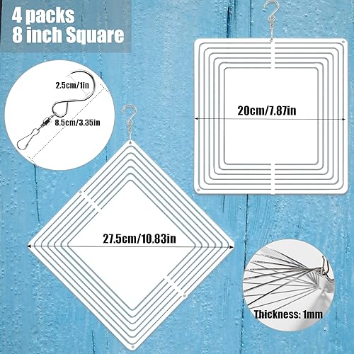 Miniatura 2 de Paquete de 4 hilanderos de viento de sublimación de 8 pulgadas, escultura de viento de metal de aluminio 3D para patio y jardín, adornos artísticos