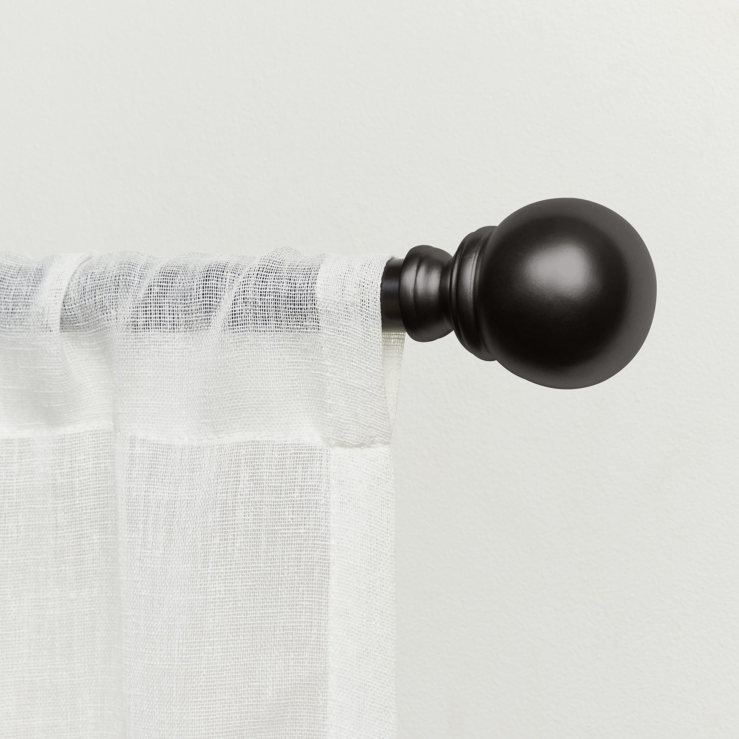Exclusive Home Sphere 1" Curtain Rod and Coordinating Finial Set, Matte Bronze, Adjustable 66"-120"