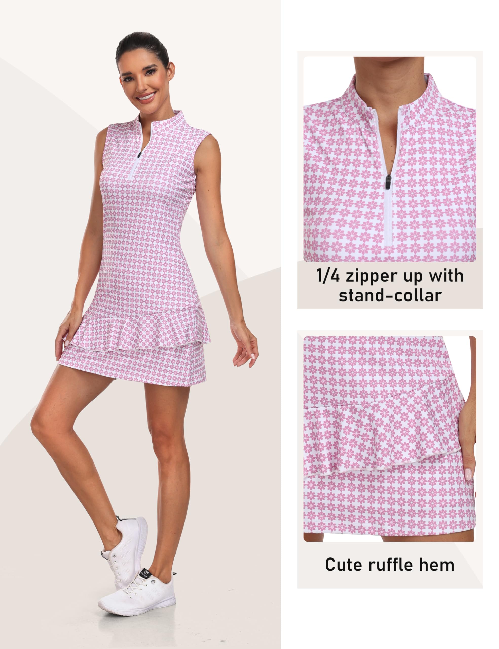 MoFiz Robe Golf Femme Polo sans Manche Robe Tennis Sport Respirant Dress pour Été