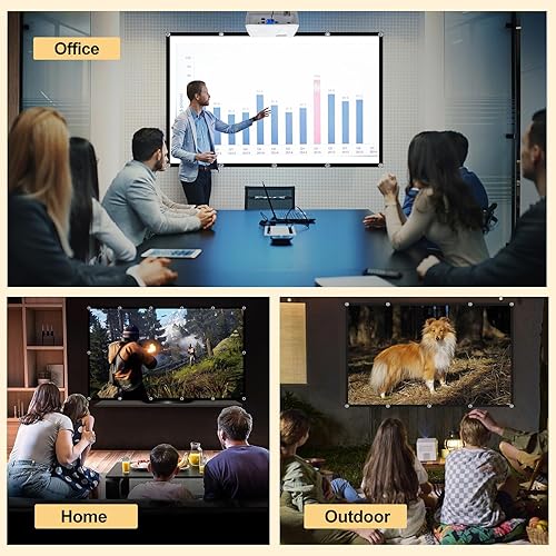 Miniatura 6 de Pantalla de proyector plegable de 120 pulgadas, 4k 169 antiarrugas, portátil, lavable, con respaldo negro, absorbe las pantallas de películas de luz