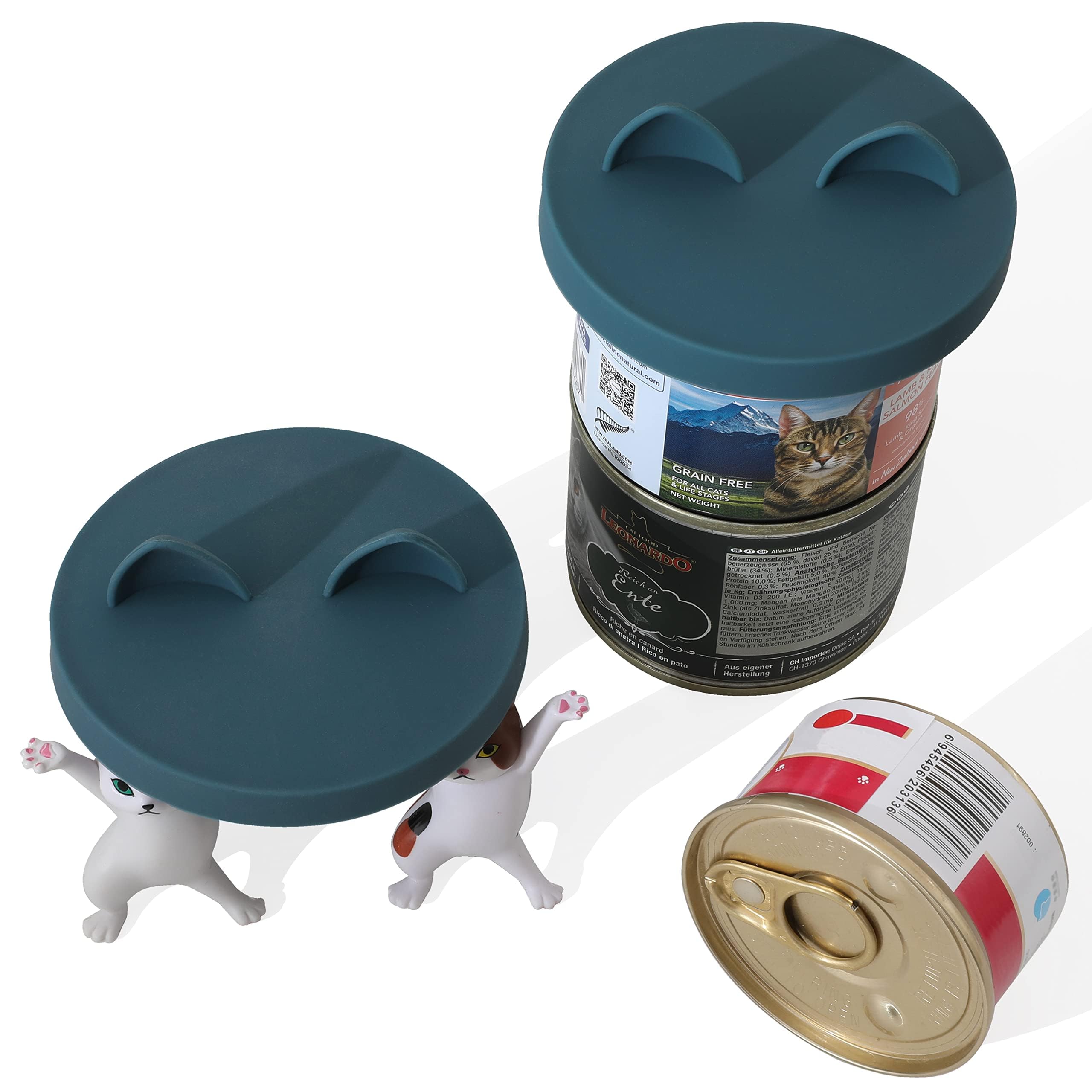 OHMO Coperchi Universali in Silicone per Alimenti per lattine per animali domestici, Adatti per lattine per alimenti per animali domestici, Senza BPA, Confezione da 3, Blu