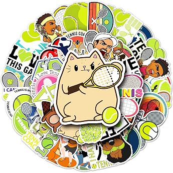 Bric Dodo Pack of 50 Tennis Stickers Car Laptop Phone Guitar Skateboard Motorcycle Bicycle Tennis Stickers Set Vinyl Waterproof Aesthetic Stickers for Teenagers Children Adults
