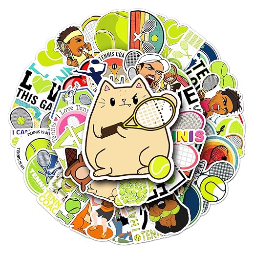 50 packs tennis stickers water bottles laptop phone motorcycle computer guitar skateboard hydroflasks tennis vinyl sticker waterproof aesthetic trendy decals for teens girls adults