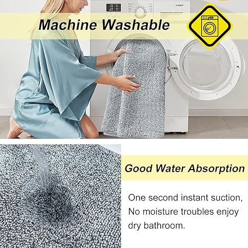 Miniatura 7 de HDFK Alfombra de baño antideslizante de felpilla suave de 24 x 16 pulgadas con respaldo de TPR  Alfombra de ducha absorbente e impermeable  Alfombra