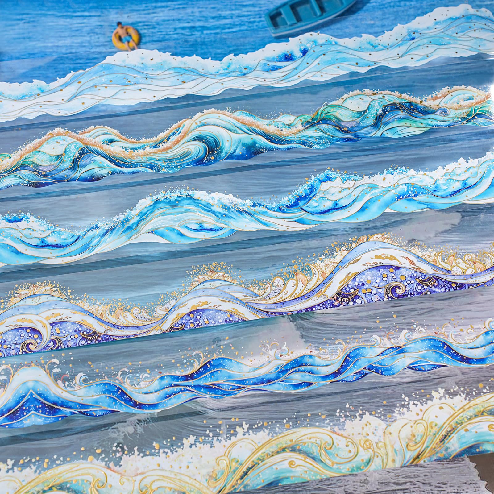 Amazon.co.jp: Kigofora コラージュ 素材 シール 大容量 6巻 箔押し