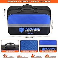 Vista 2 de PACETAP Kit de emergencia en carretera para automóvil, kit de herramientas esenciales de seguridad lateral con cables de puente, cuerda de remolque