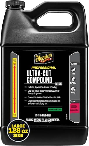 Miniatura 30 de Meguiar's Mirror Glaze M10508 - Compuesto ultracortado, fórmula de grado profesional con acción de corte rápida que elimina arañazos, remolinos