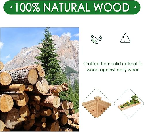 Miniatura 4 de Giantex Raised Garden Bed Planter, Wooden Elevated Vegetable Planter Kit Box Grow for Patio Deck Balcony Outdoor Gardening, Natural