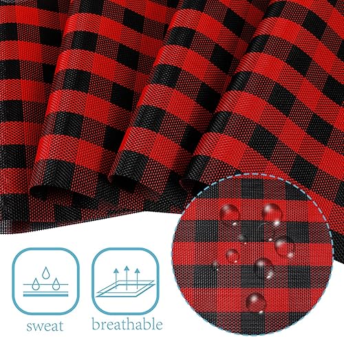 Miniatura 2 de Buffalo Check - Juego de 6 manteles individuales para interiores, manteles individuales lavables a cuadros negros y rojos, manteles individuales
