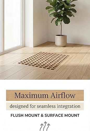 Miniatura 9 de Rejilla de ventilación de madera de roble blanco de 8 x 16 pulgadas, montaje empotrado con marco, estilo Eggcrate, sin terminar