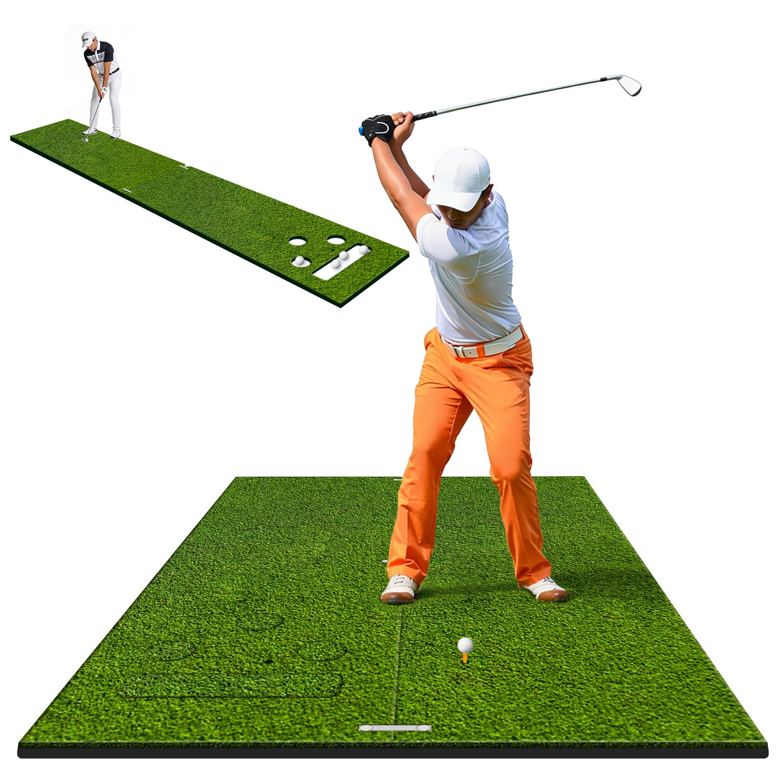Tapis de golf double mode 1,8x1,5m pour entraînement de simulateur - 8