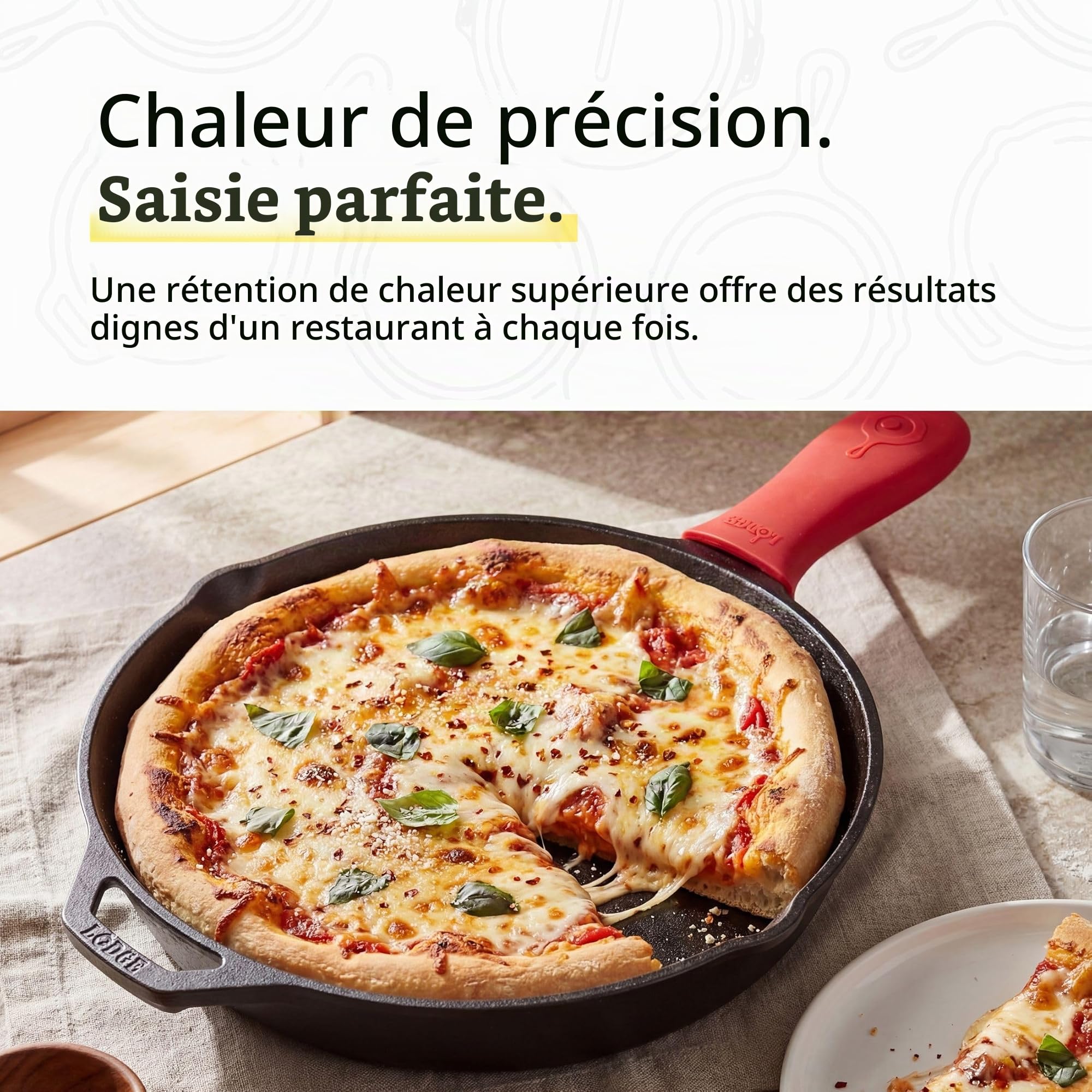 Lodge | Poêle en fonte naturelle 30cm | Poignée en silicone | Sain et sans PFAS | Tous feux dont induction, four & BBQ | Made in USA