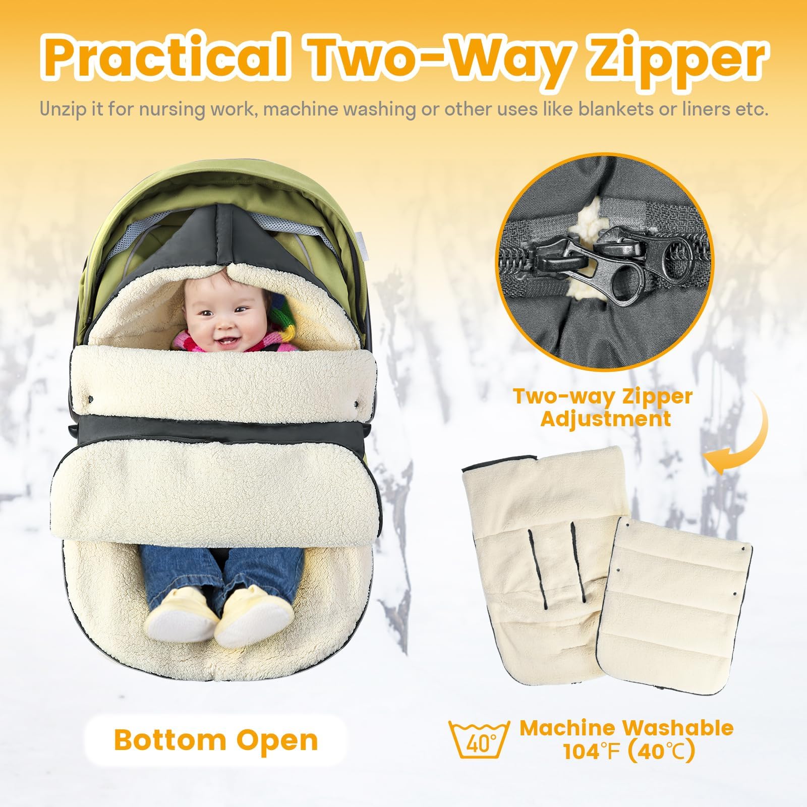 Orzbow Fußsack Babyschale Winter, Dunkelgrau