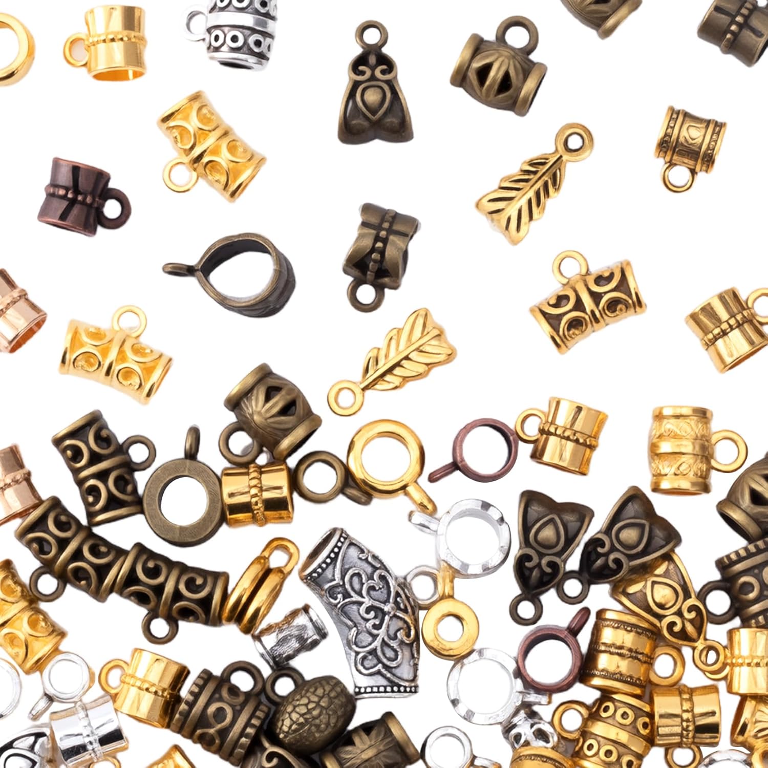 100 Gram Large Hole Beads for Jewelry Making, Craft Beads with Holes, Metal Bead for Jewelry Making, Bracelets, Necklace, Crafts (Multicolor2)