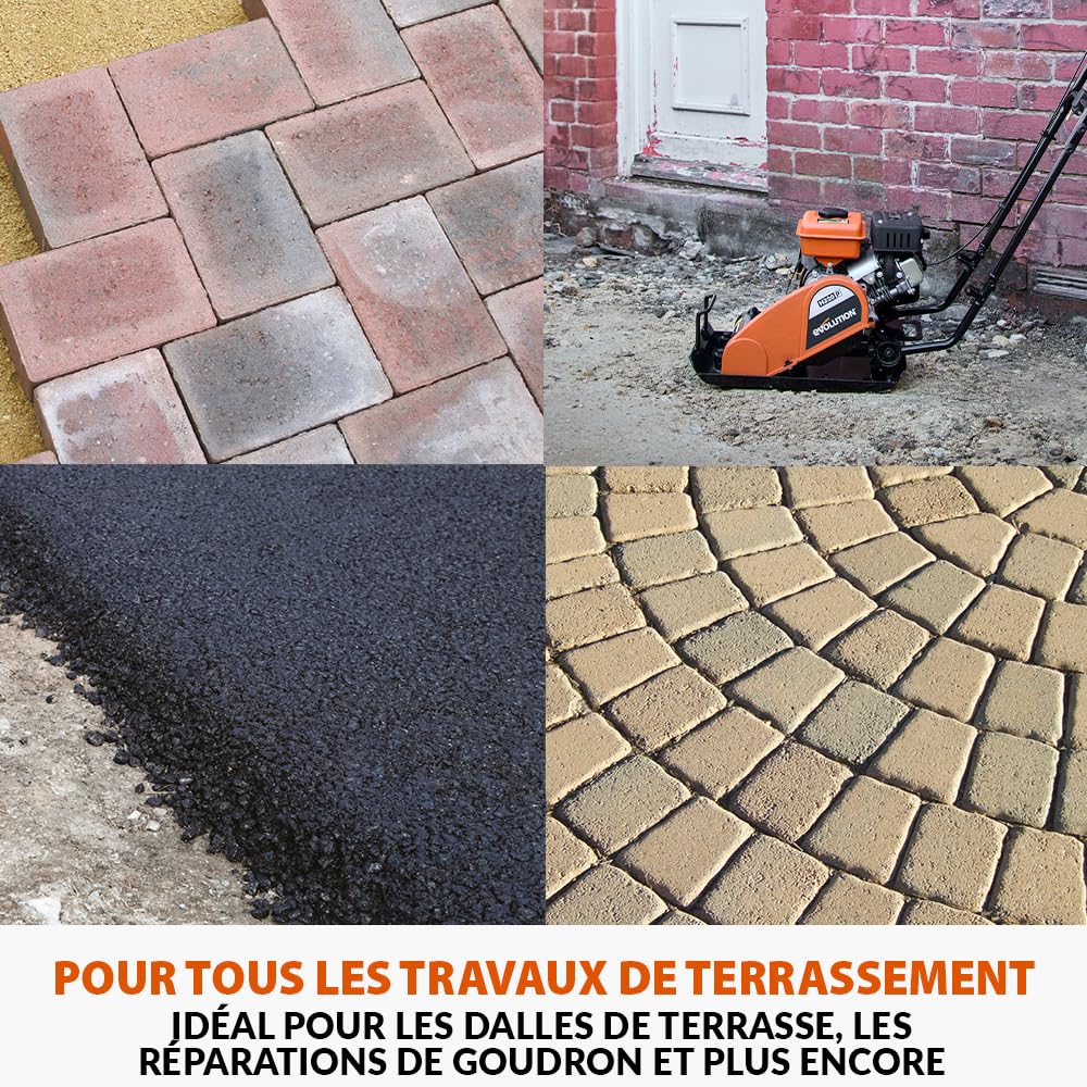 Evolution Power Tools Hulk Compacteur à essence à plaque vibrante, Idéale pour une excellente preparation de surfaces, Concasse, Sable, Graviers,Terre & Sols, 750 W Garantie 3 ans