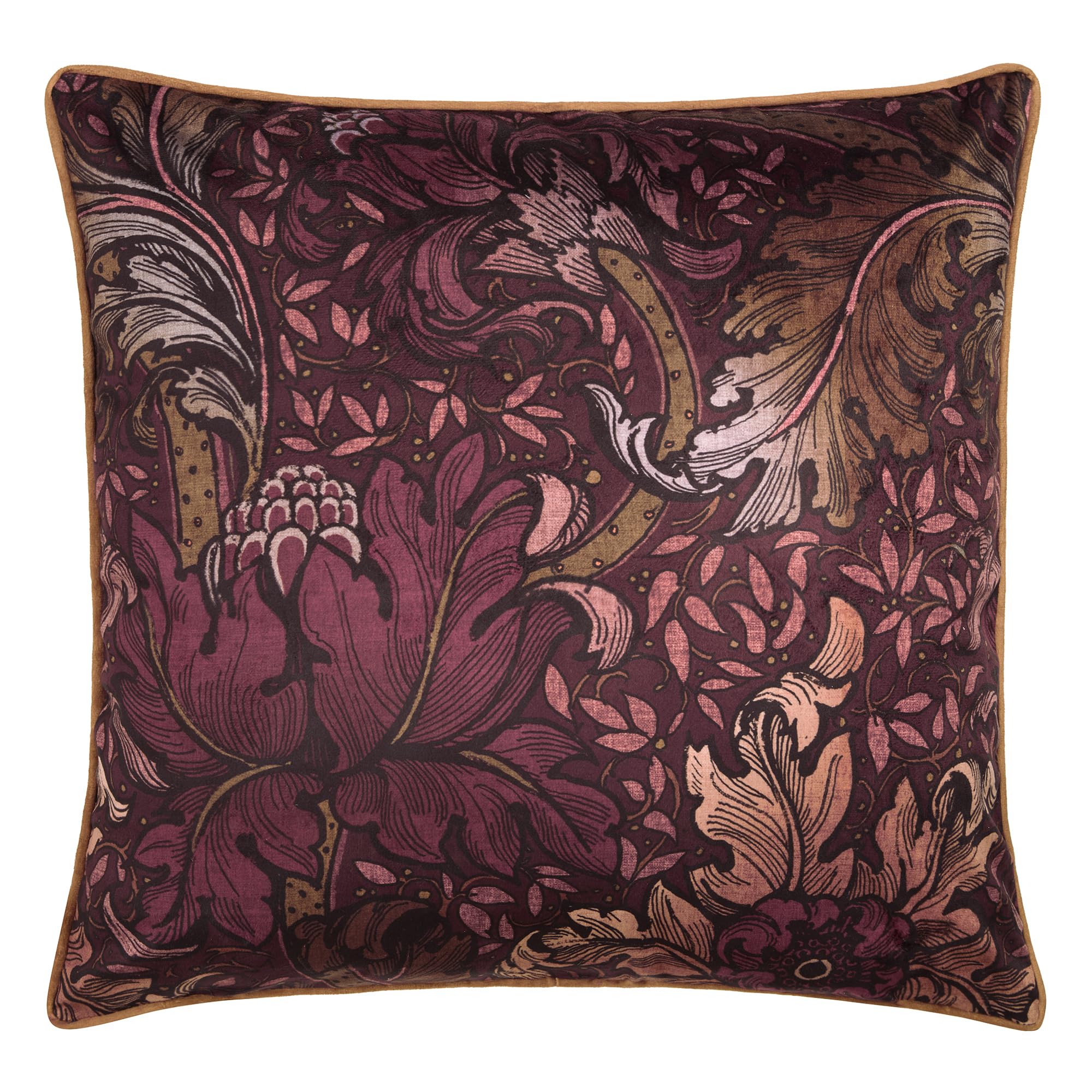 Coussin de velours bordeaux Laurence Llewelyn-Bowen 55x55 cm pour salon