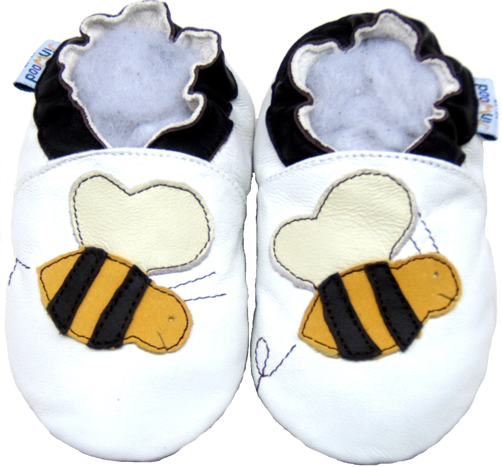 Jinwood Prewalk Baby Shoes Boy Girl Infant Children Kid Toddler Crib Boy First Walk Gift Bee White (12-18month, White)