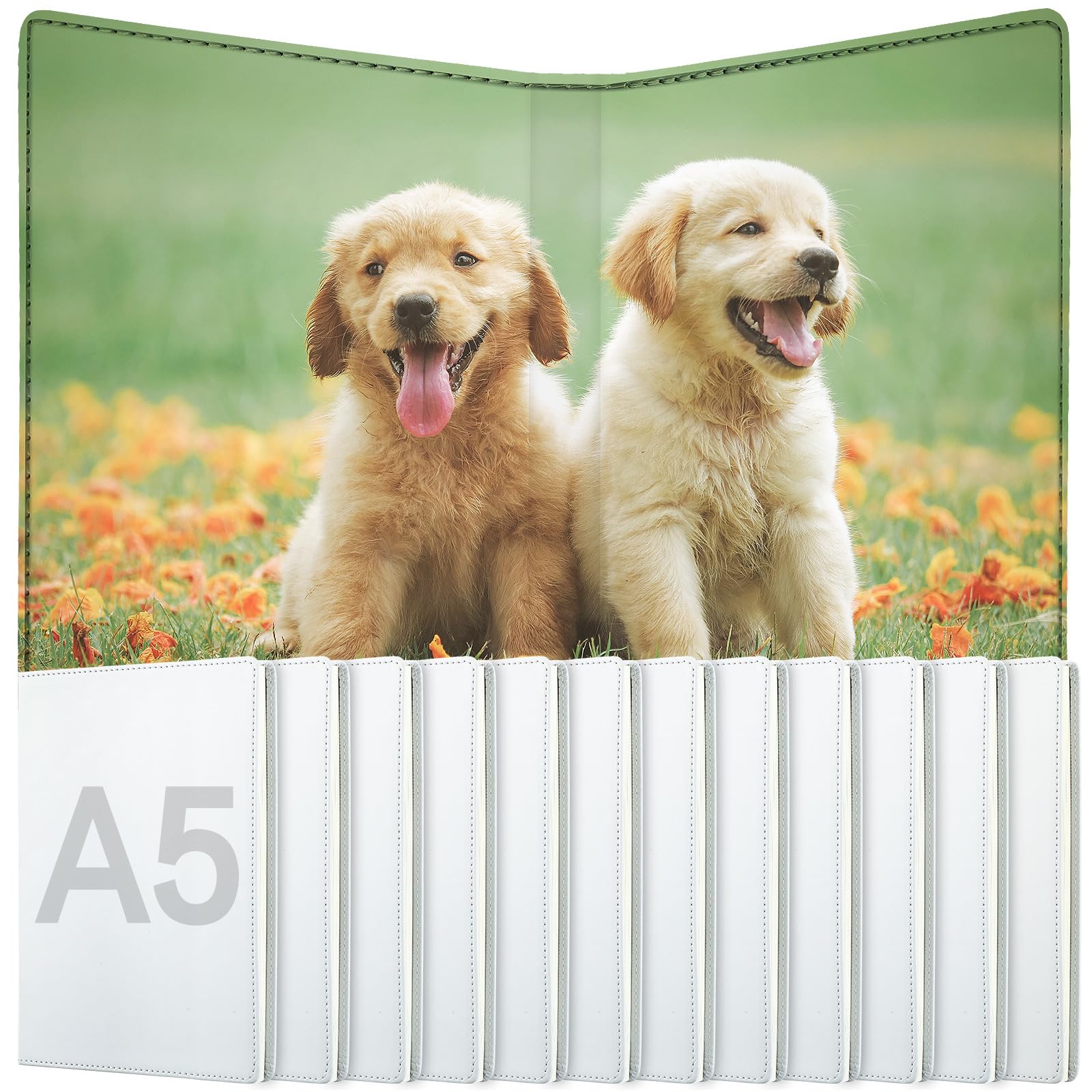 Colarr 12 Pcs Sublimation Journal Blank Notebooks Bulk A5 190 Pages Thick Faux Leather Sublimation Notebook Note pad Journal for School Office Supplies, 8.3 x 6 Inch