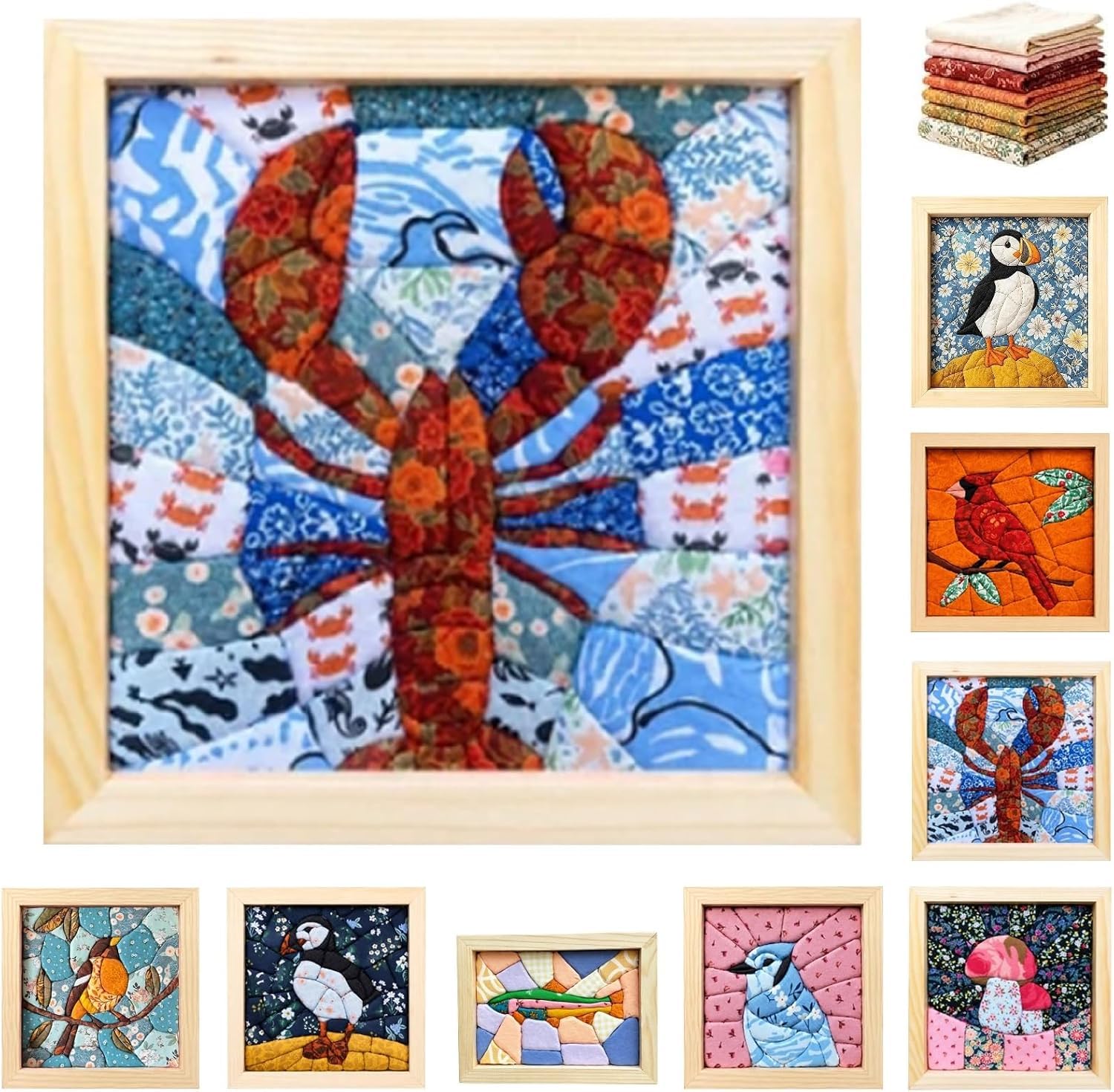 No-Sew DIY Kinusaiga Fabric Art Kit, Fabric Mosaic Wall Art Craft Kit, I