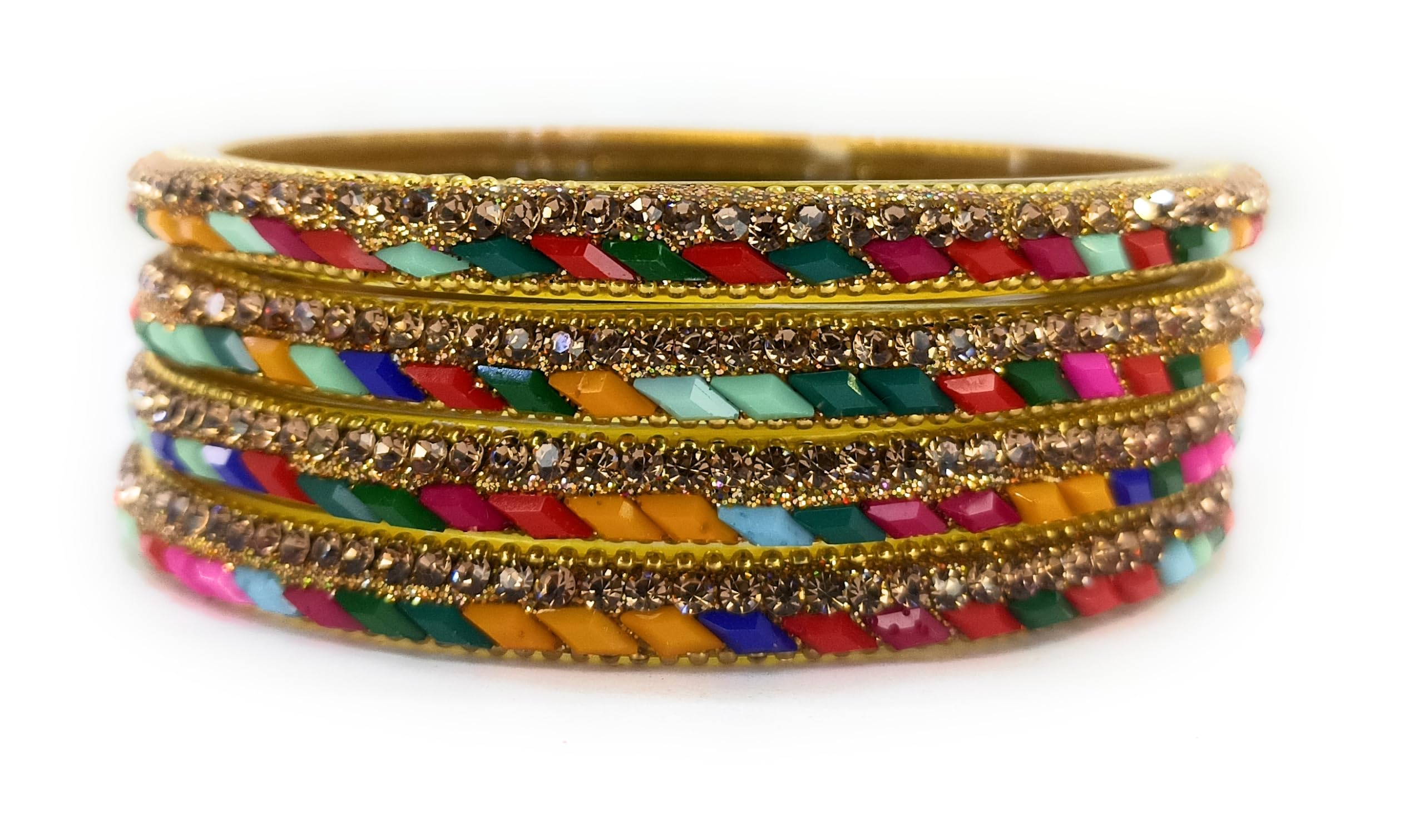 SBS 2.10 size (Large size) Multicolor, Stone studded Glass Bangles set of 04 for women and girls (Square Color stone) (B0CTLWTMVS) Amazon Price History, Amazon Price Tracker