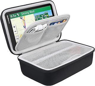 BOVKE Carrying Case for 6-7" Inch GPS Navigation Garmin Nuvi 2797LMT 2689LMT DriveSmart 61 NA LMT-S Tomtom Go Via 1625TM Portable Bluetooth Vehicle GPS Navigator and Accessories, Black + Inside Gray