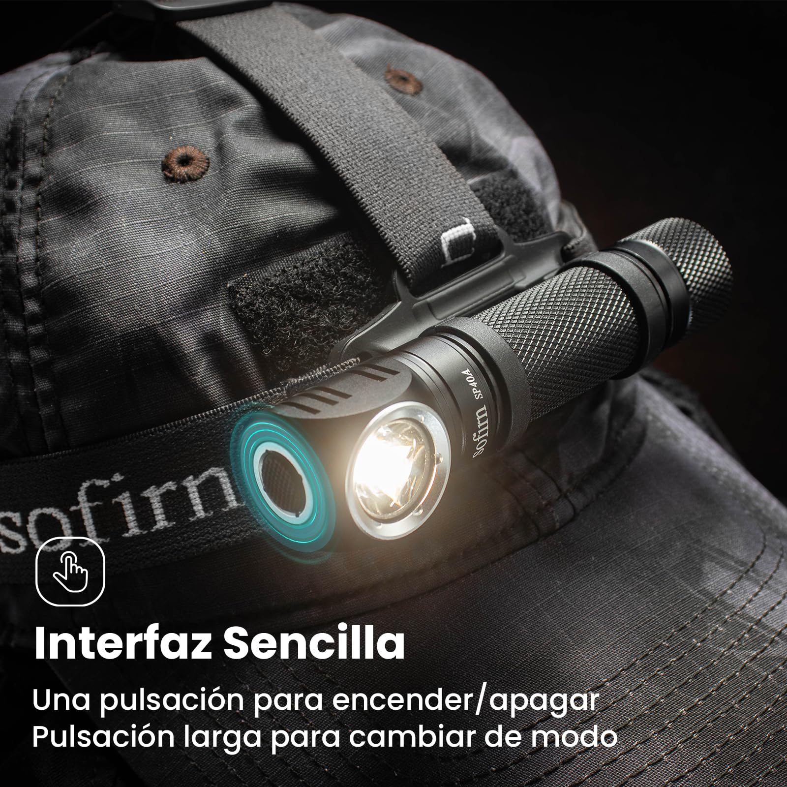 Sofirn Linterna frontal LED recargable SP40, 1200 lúmenes y 136 m, linterna frontal recargable, fácil de usar, IPX7 resistente al agua, para exteriores, camping y senderismo