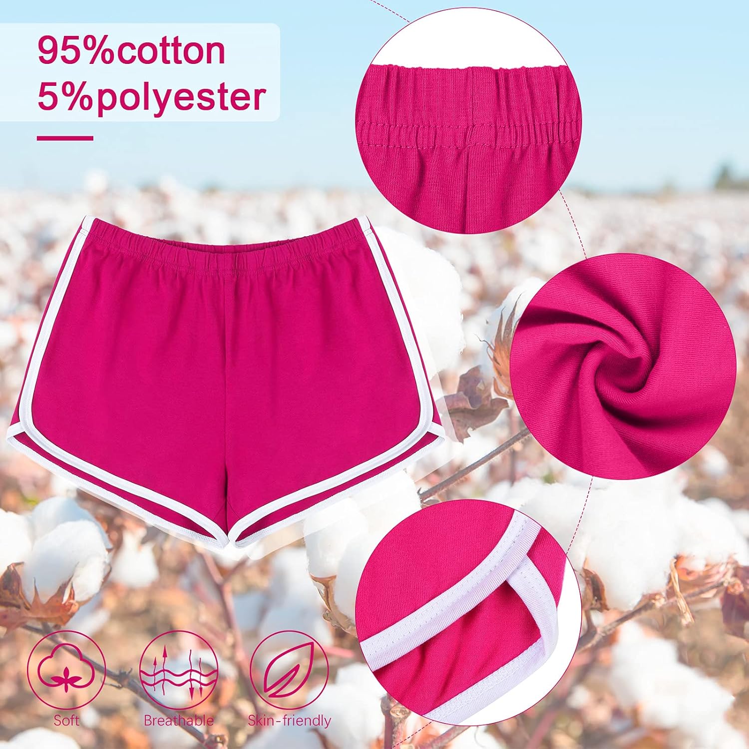 Vista 3 de URATOT Pantalones cortos de algodón para mujer Pantalones cortos para practicar deportes, ciclismo, excursionismo 5