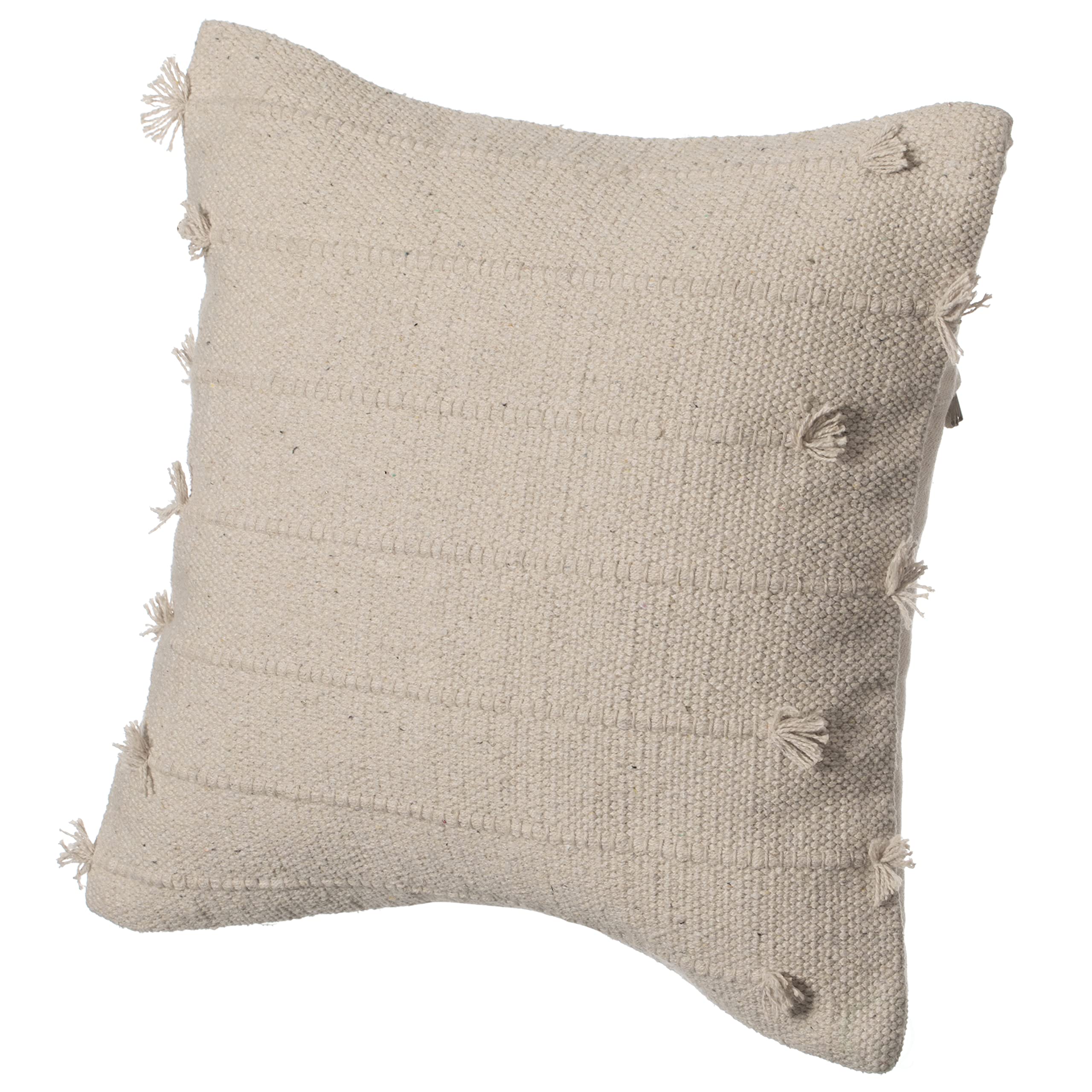 Funda de Almohada de algodón Tejida a Mano de 40,6 cm con cordón, Color Natural