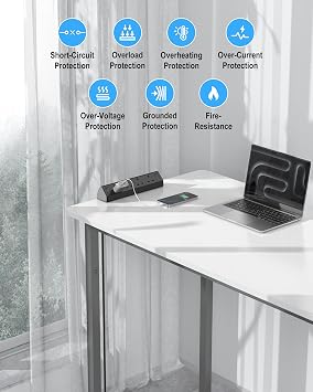 Jgstkcity Desk Clamp Power Socket, 40W Total USB-C Fast Charging, Black