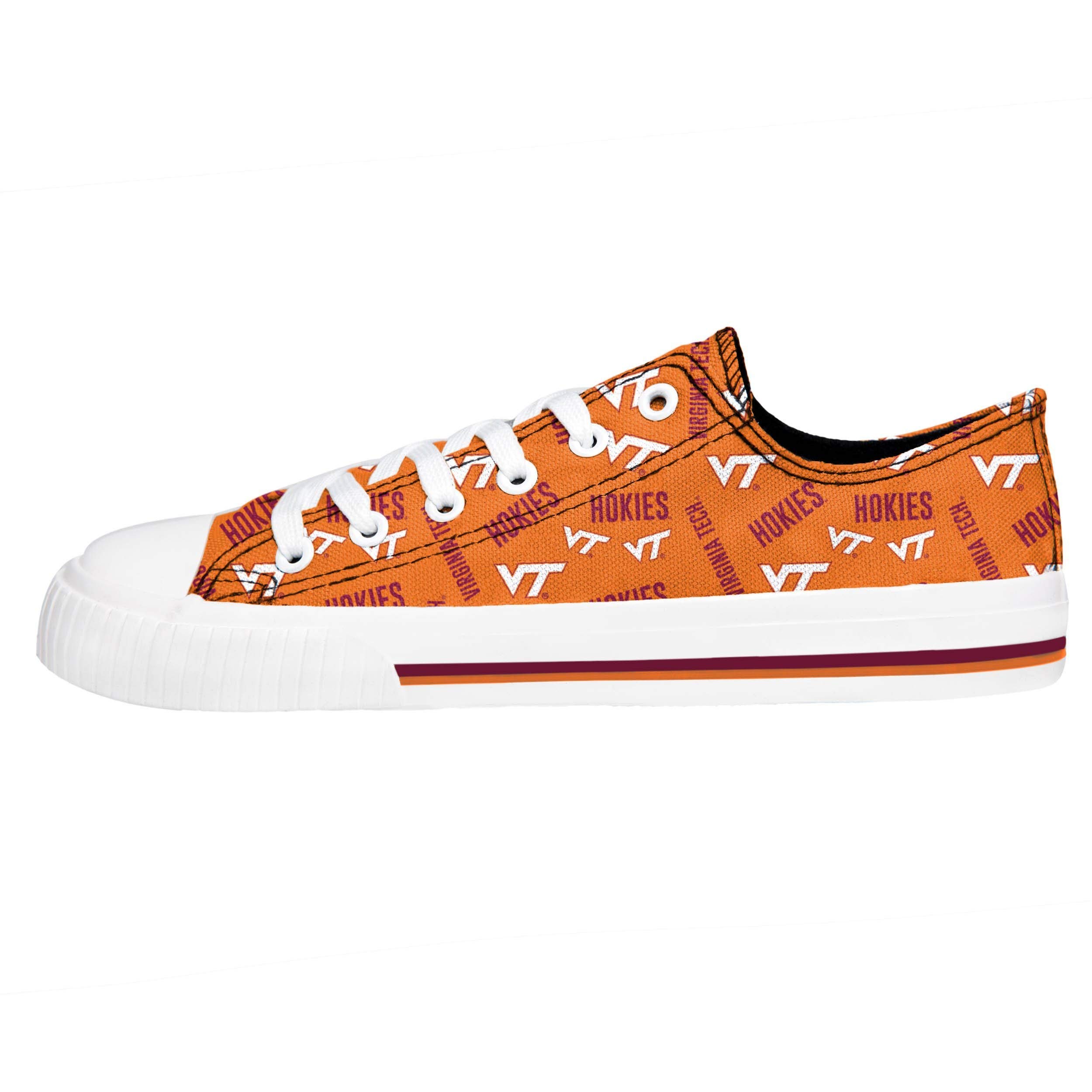 FOCO Virginia Tech Hokies NCAA Womens Low Top Repeat Print Canvas Shoes - 7