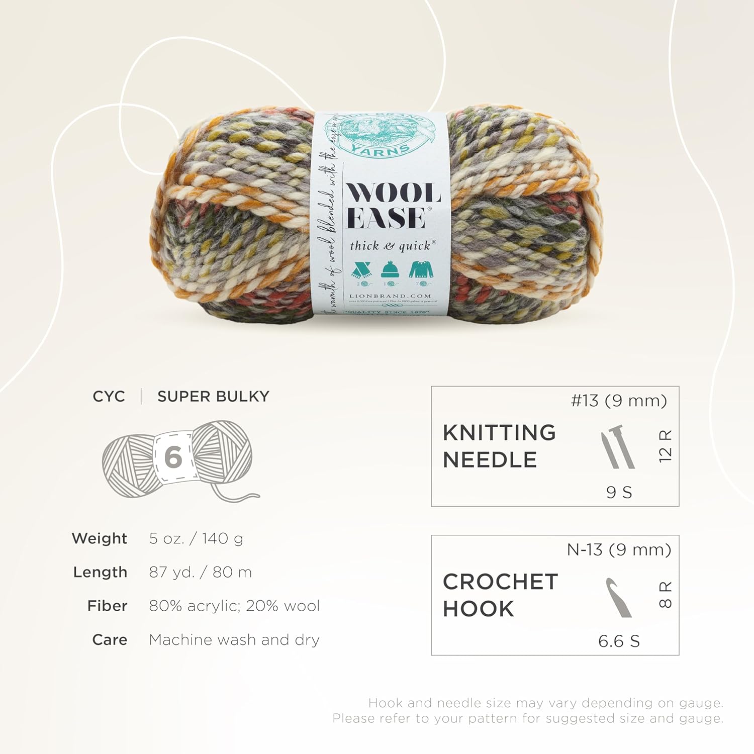 Lion Brand Yarn Wool-Ease Thick and Quick Yarn, Soft and Bulky Yarn for Knitting, Crocheting, and Crafting, 3 Pack, Coney Island