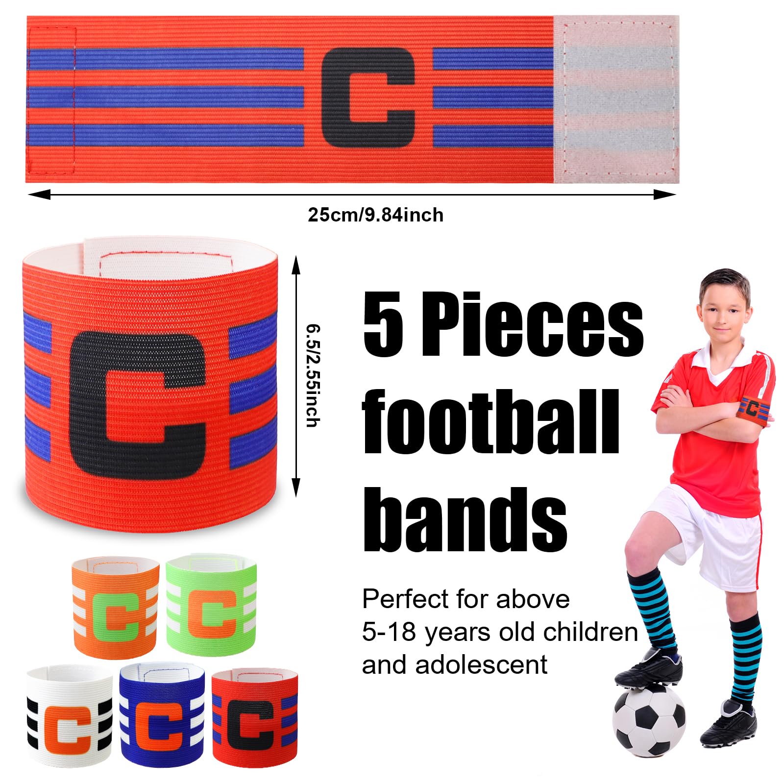 Fasce Da Capitano Calcio - 4 Pezzi Colorate Con Velcro Per Adulti E Bambini