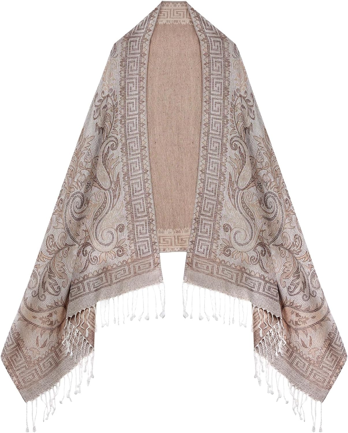 Umjetnost Womens Soft Silky Pashmina Rave Scarf Paisley Pattern Pashmina Shawl Wrap with Fringes - Image 2