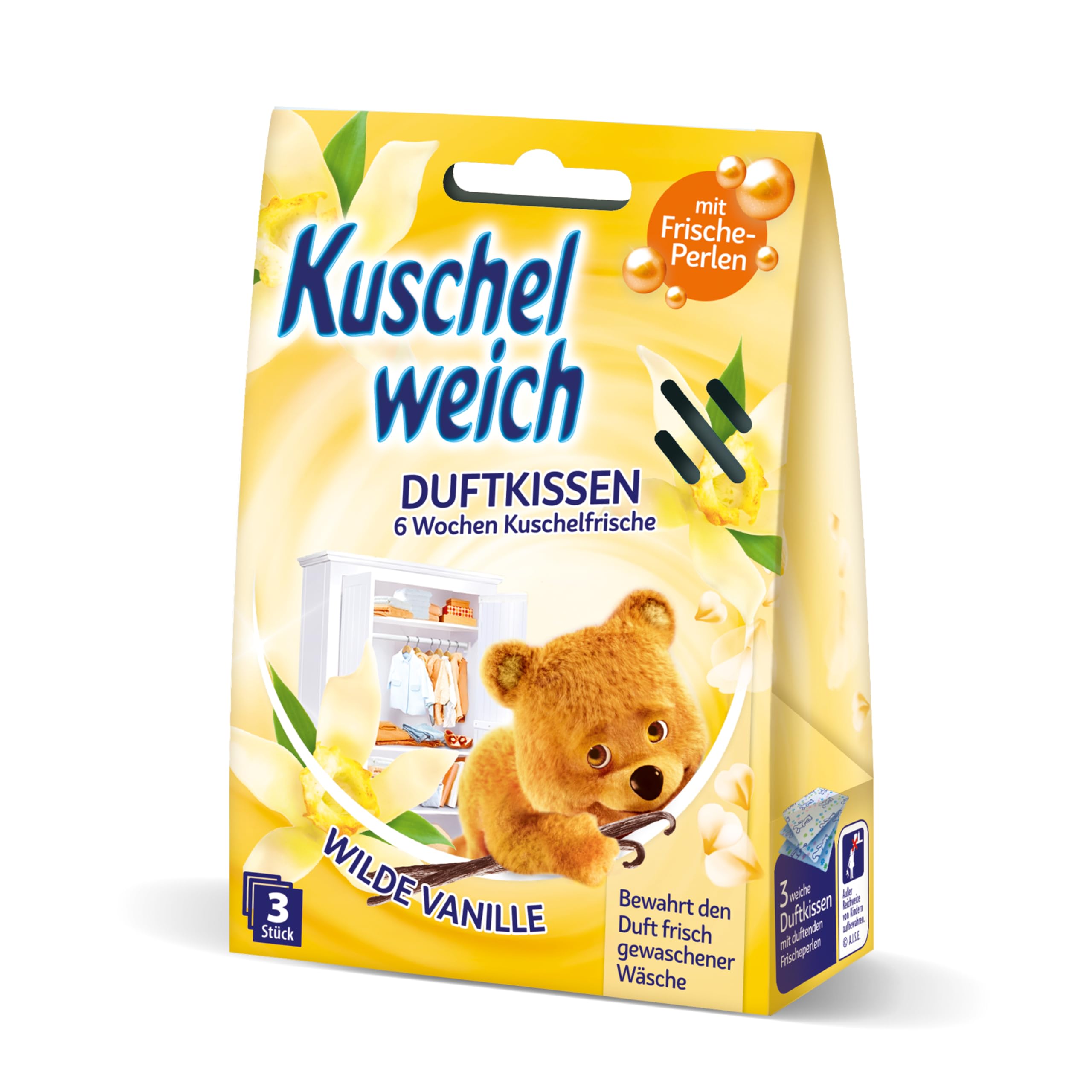 Kuschelweich Duftkissen für den Kleiderschrank 3er Pack, Wilde Vanille