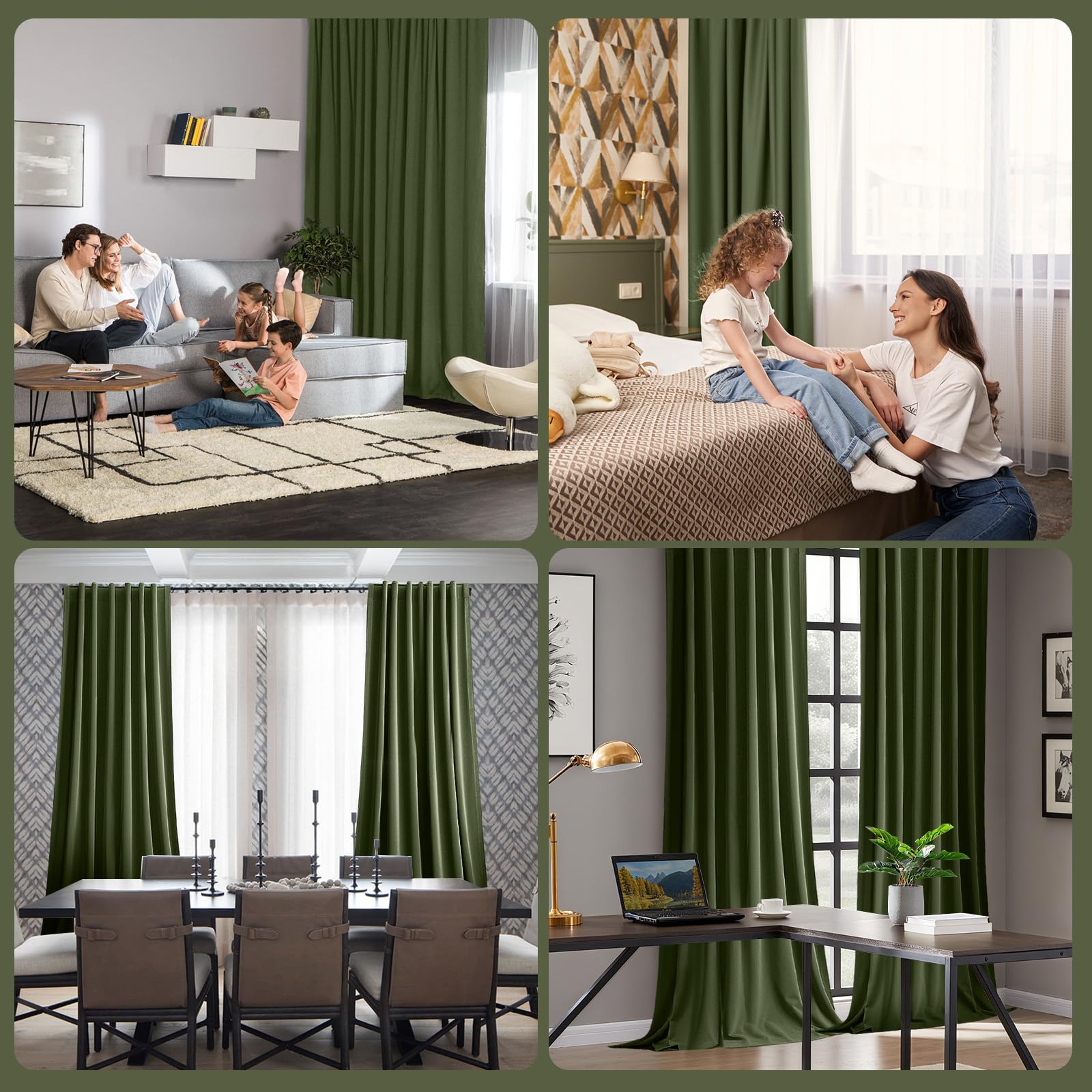 2er Set Samtvorhang Kräuselband, Schöne Samt Gardinen Verdunkelung Multifunktionsband, Thermogardine, Velvet Vorhang Flächenvorhänge Wohnzimmer, Schlafzimmer (H244xB132CM, Oliver Grün)