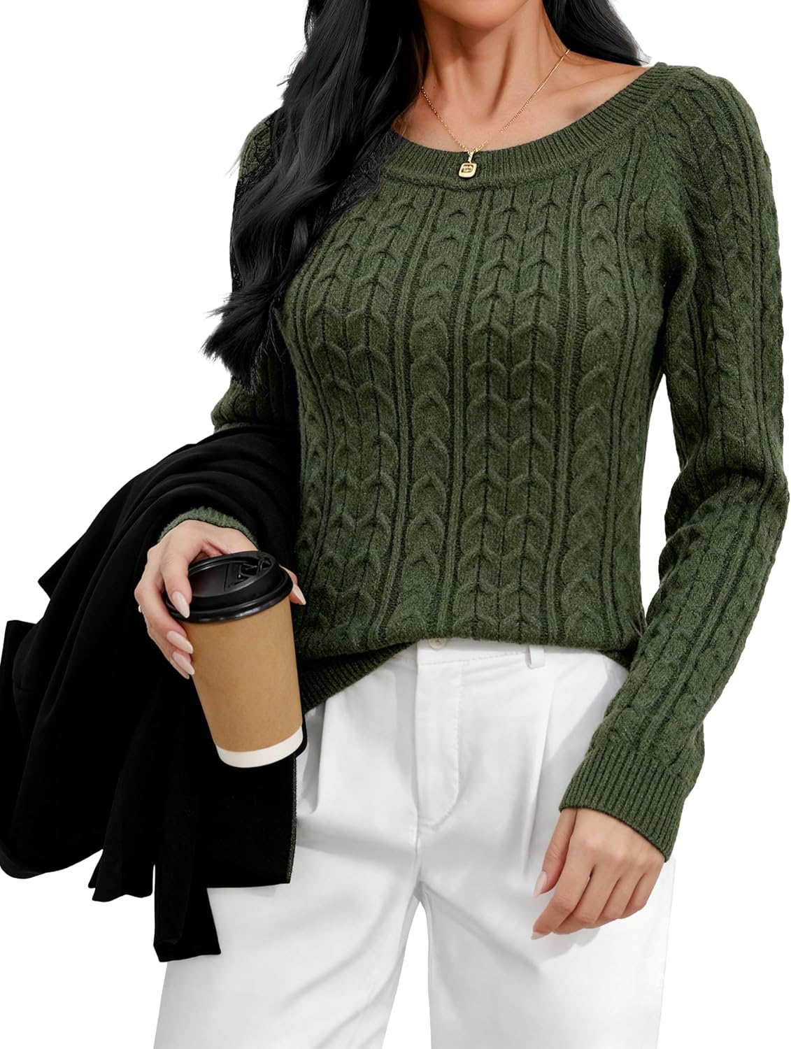 Women's Floral Jacquard Pullover Sweaters Tops - Image 3