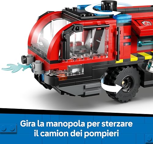 LEGO City Airport Fire Engine Truck Toy - Emergency Vehicle Model Kit w/ 4 Firefighter Minifigures - Birthday Gift Idea for 7+ Year Old Boys & Engineering Fans - 60499 - 4