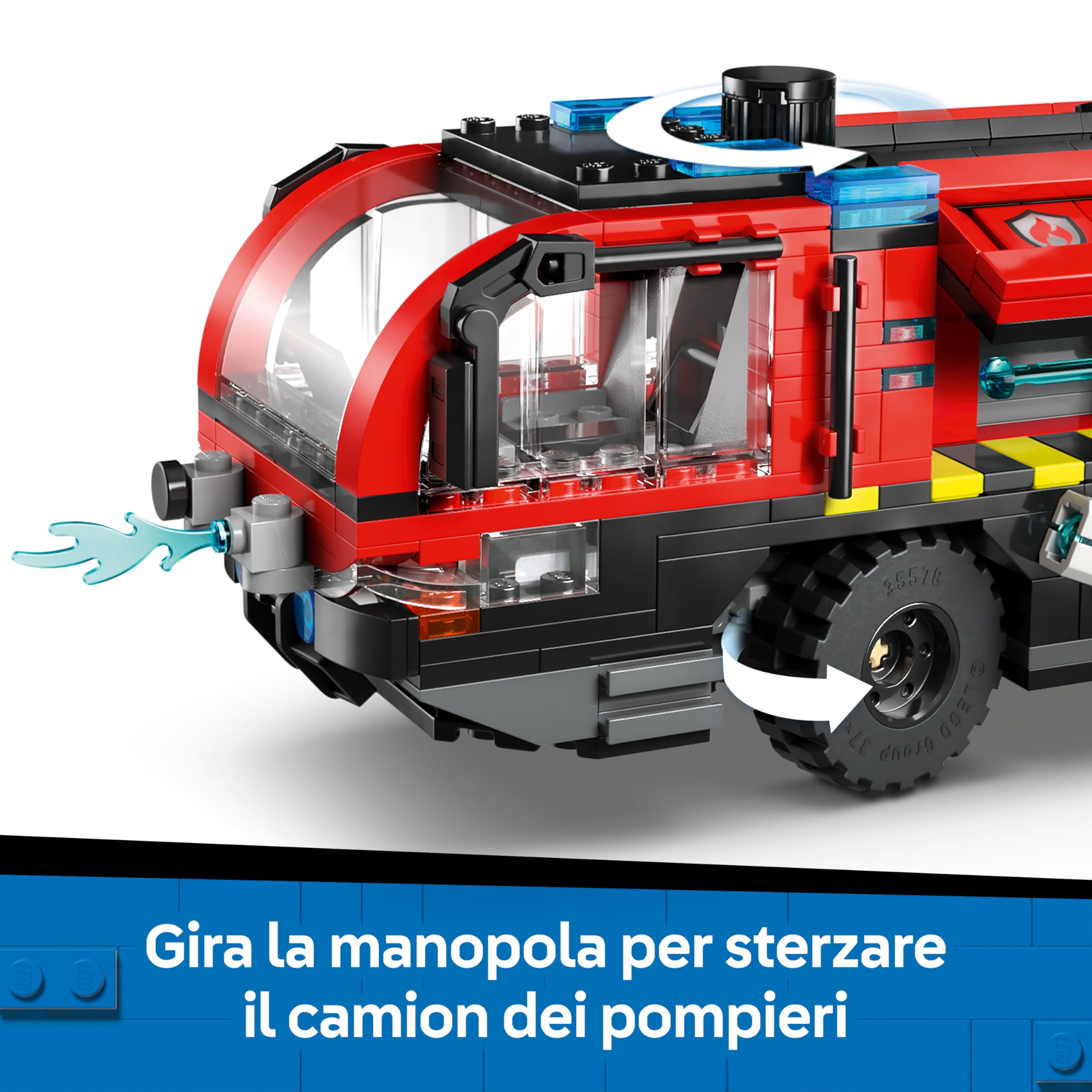 LEGO City Autopompa dell’Aeroporto - Camion Giocattolo dei Pompieri - Veicolo di Emergenza con 4 Minifigure di Vigili del Fuoco - Idea Regalo per Bambini da 7 Anni in su e Fan dell'Ingegneria - 60499