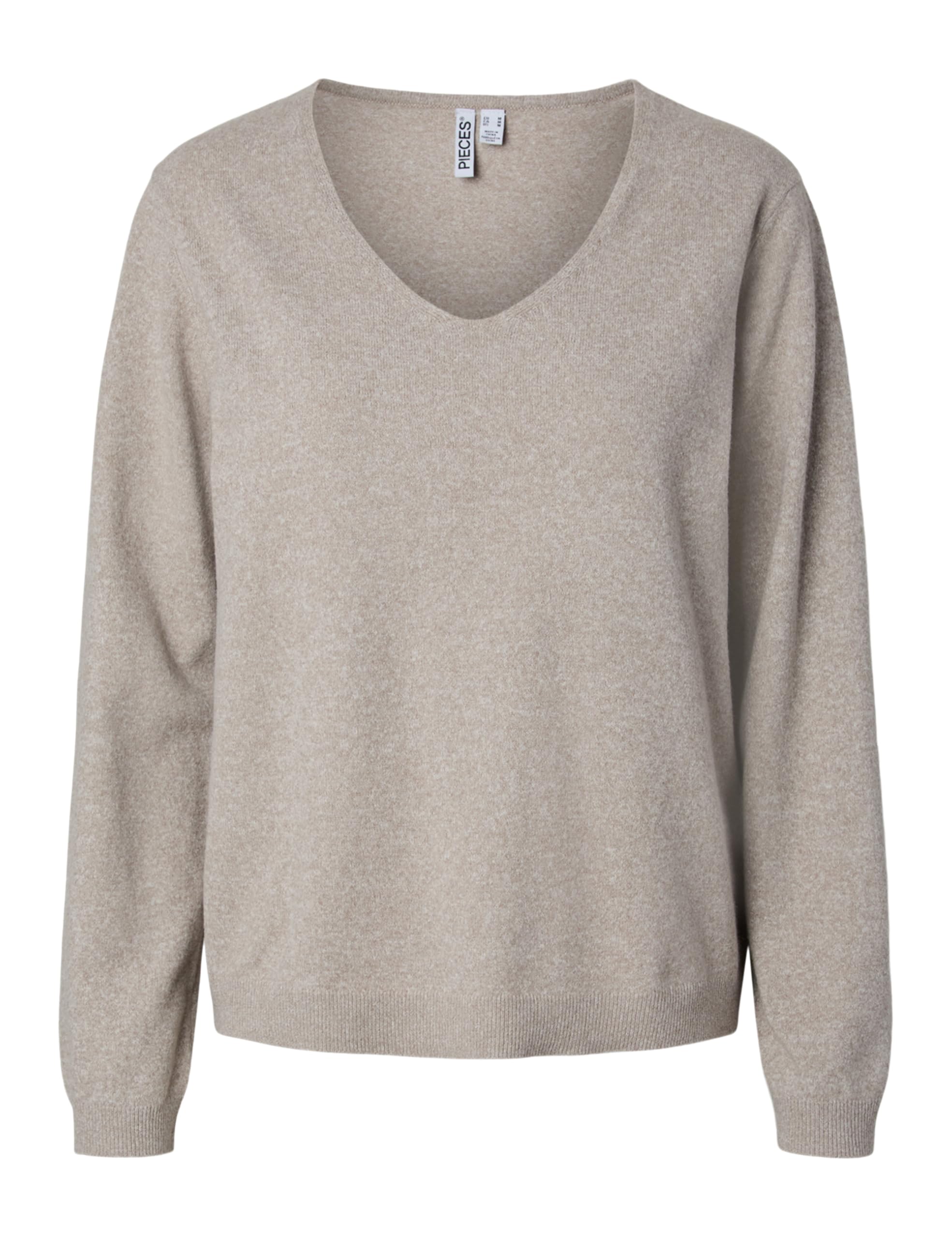 PIECES Womens Pcbree Ls V-Neck Knit Noos Bc, Crockery, M UK