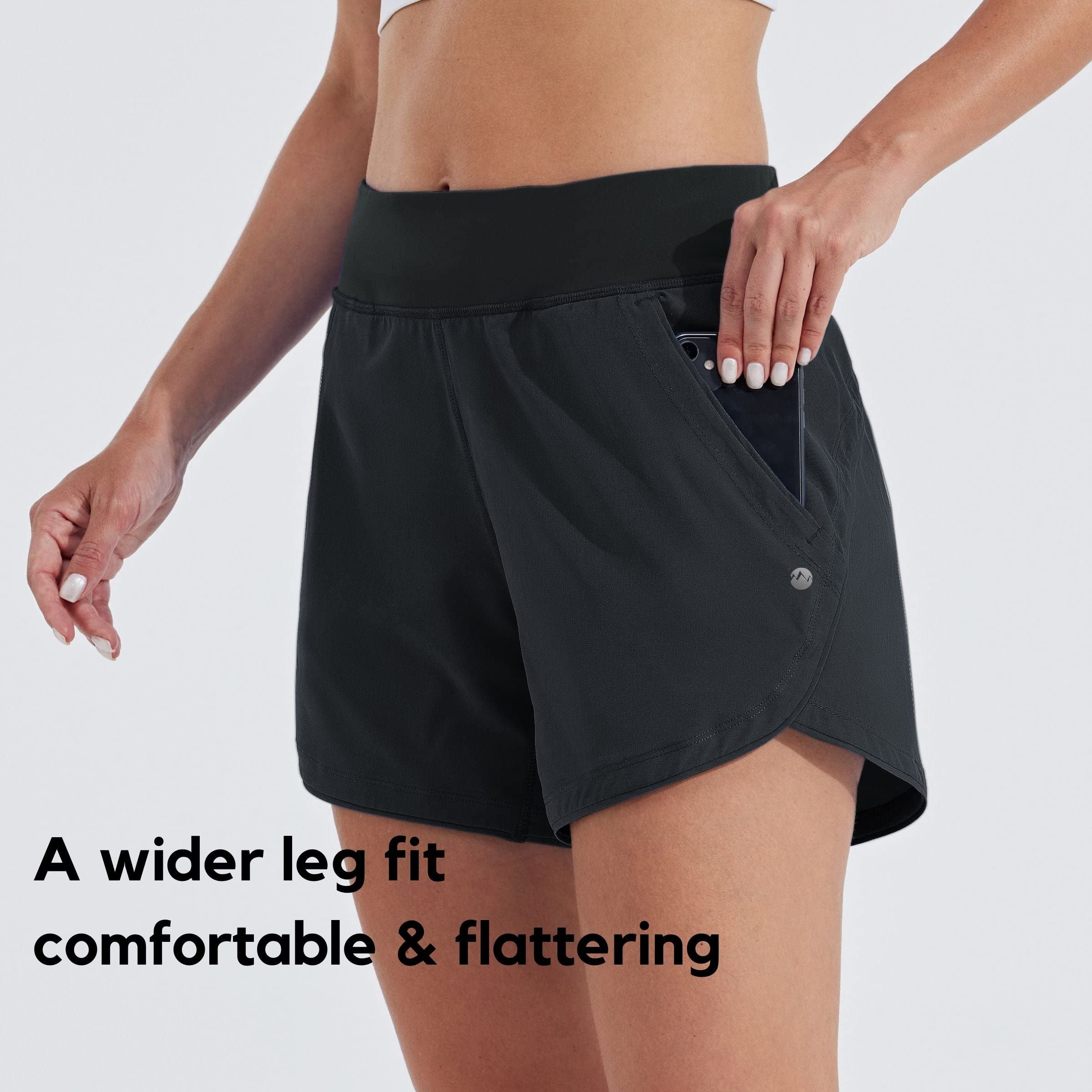 WILLIT Short de bain à séchage rapide pour femme 5" avec poches doublées