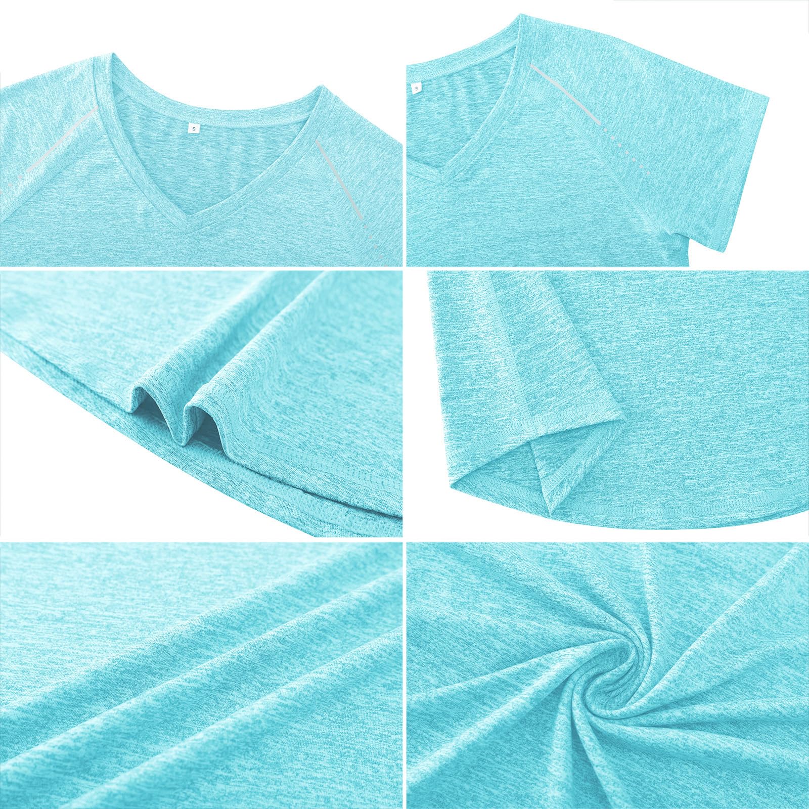 Gyabnw Camiseta Deportiva Mujer de Manga Corta Camisetas de Cuello en V Mujer Ropa Deporte Secado Rápido Yoga Fitness Running Top Entrenamiento Atlético