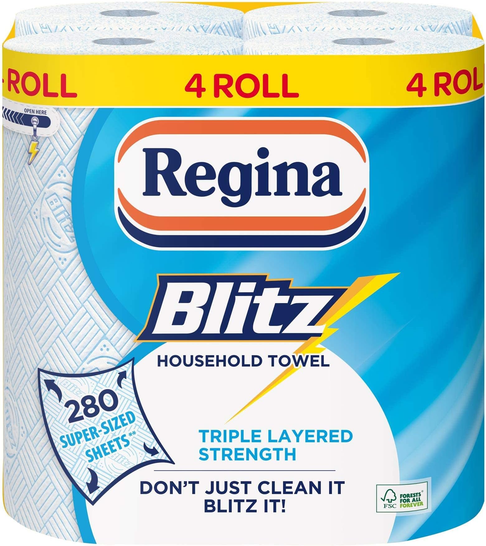 24 Rolls Of Regina Blitz 3ply Kitchen Roll Paper Towels 70 sheets