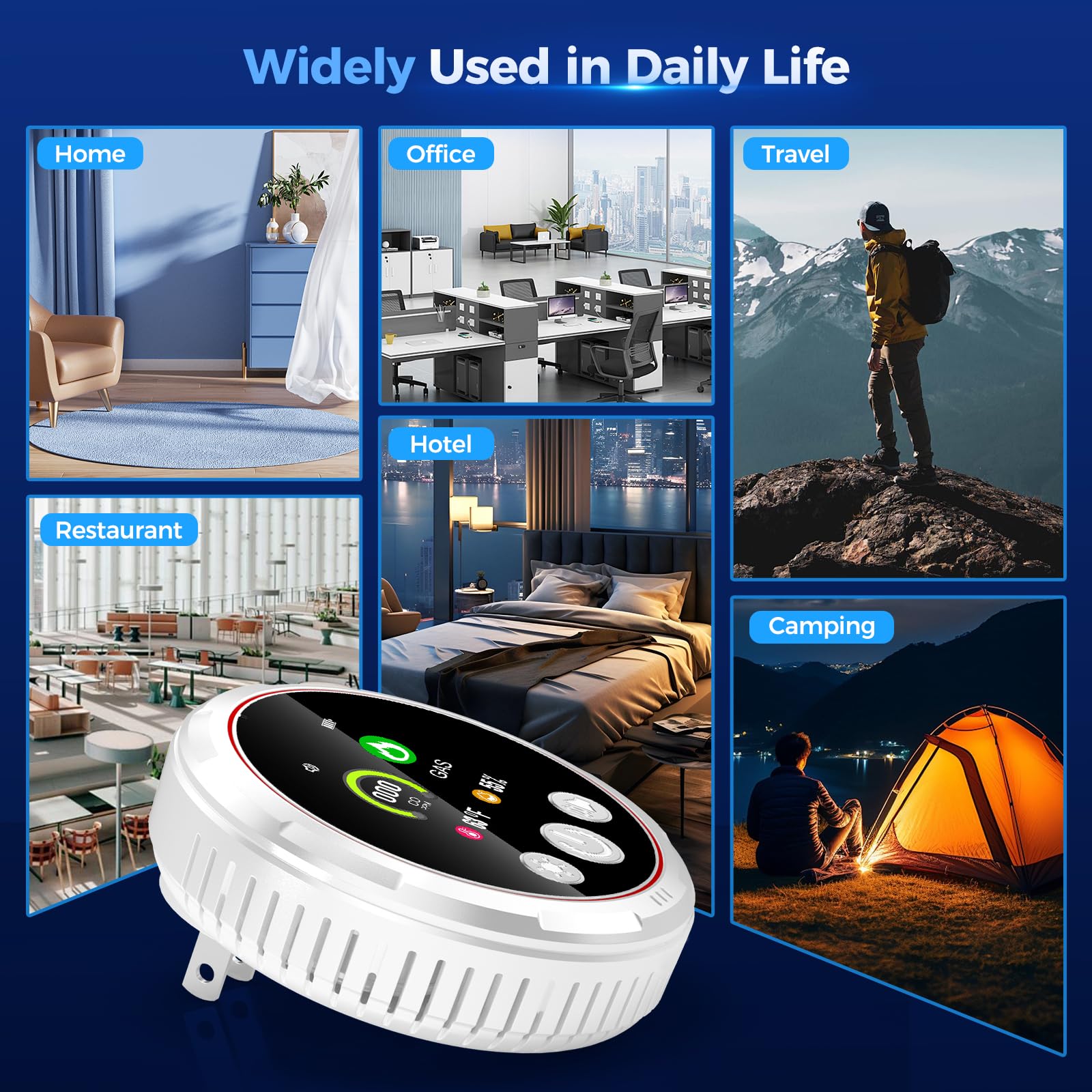 4 in 1 Carbon Monoxide Detectors Plug in, CO Detector & Natural Gas Detector with Battery Backup, HD Digital Display Monitors CO, Combustible Gas, Temp, Humidity - Home Safety for House, RV