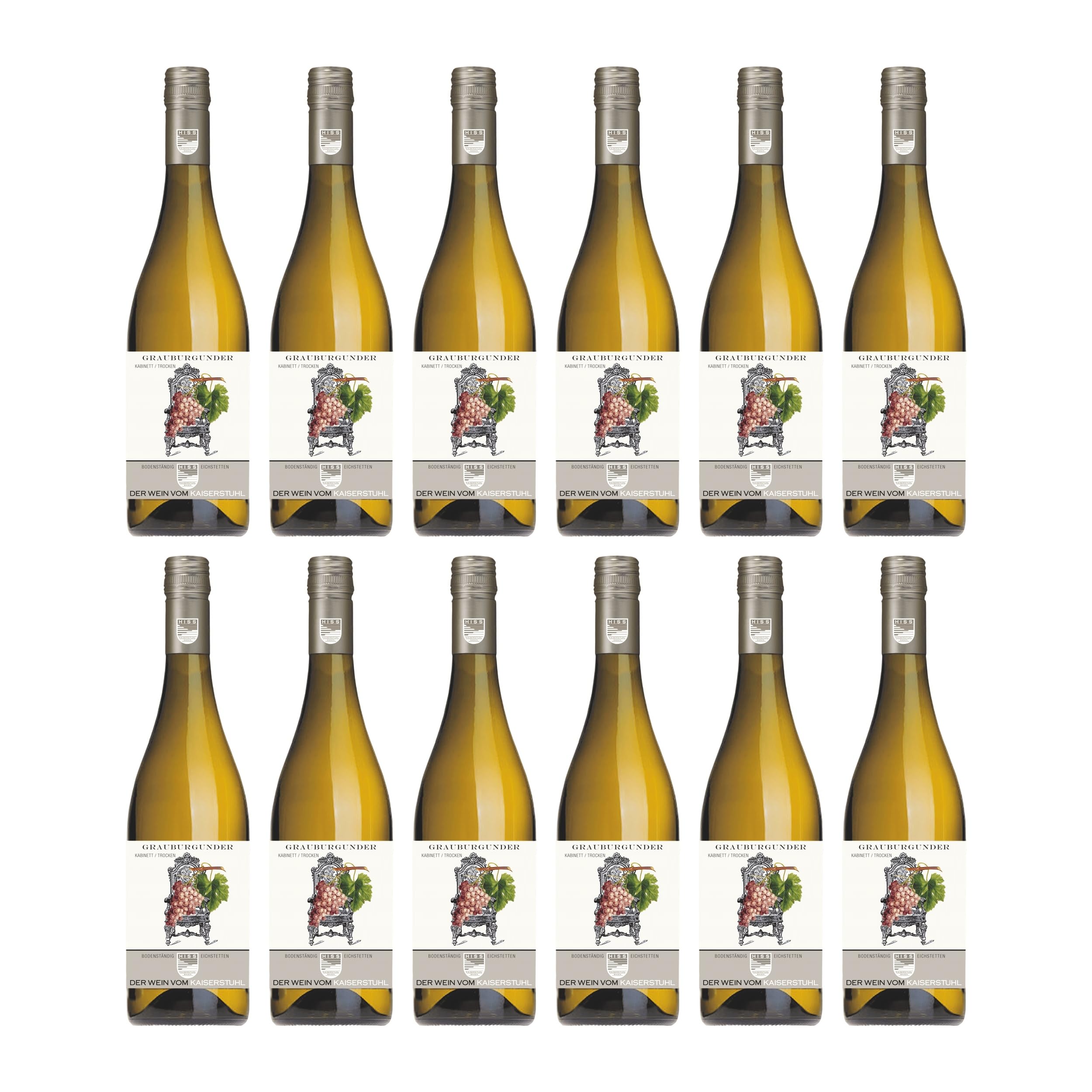 Weingut Hiss Grauburgunder QbA trocken Weisswein weiss Deutschland inkl. FeinWert E-Book (12 x 0.75 l)