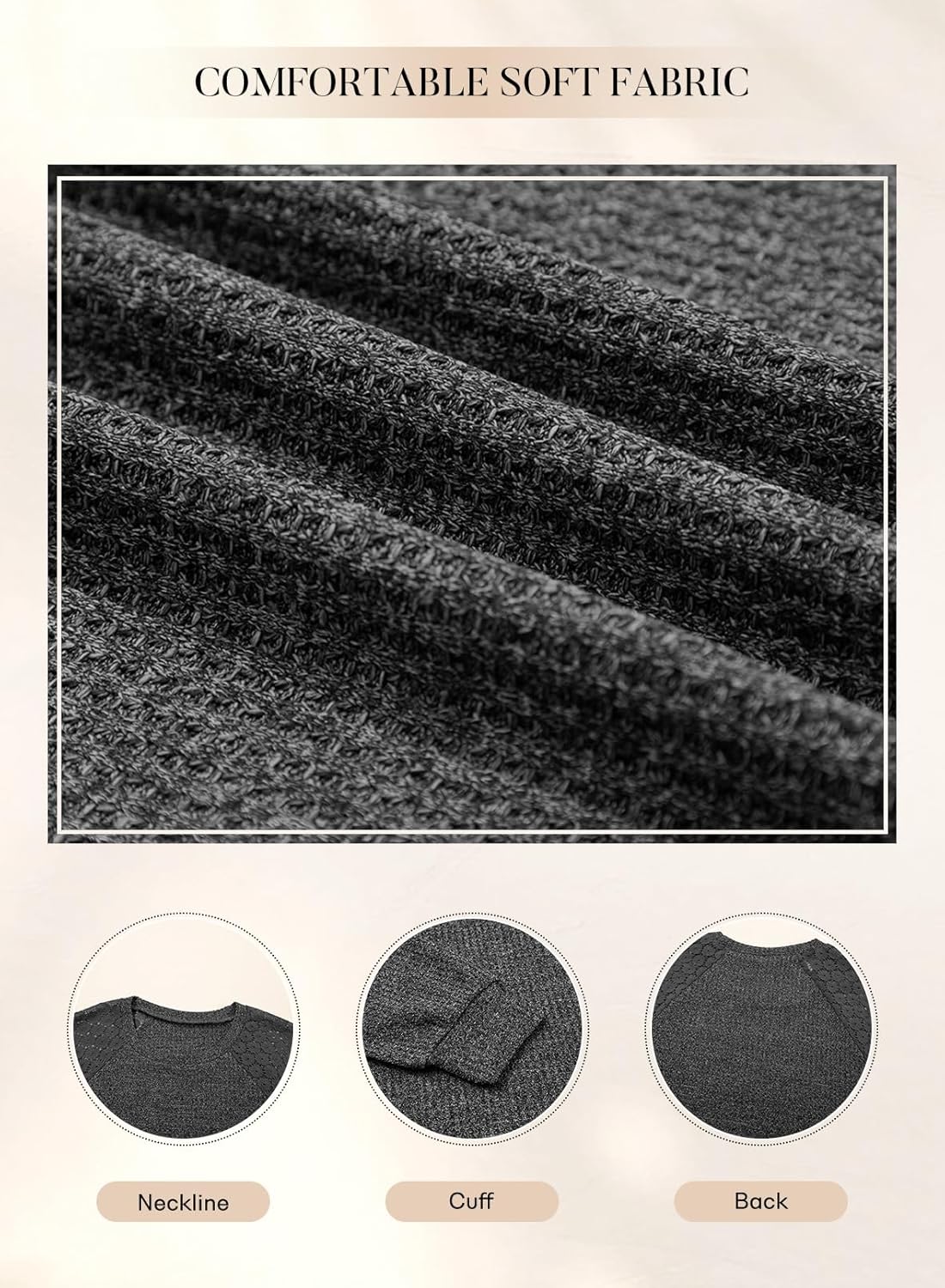 SHEWIN Fall Women Long Sleeve Tops Waffle Knit Shirts Multicolor Fabric Blouses - Image 5