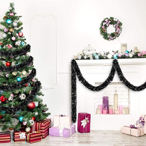 Miniatura 6 de WILLBOND - Guirnalda de oropel de Navidad de 26,2 pies, guirnalda de oropel metálico con purpurina, guirnalda colgante para árbol de Navidad,