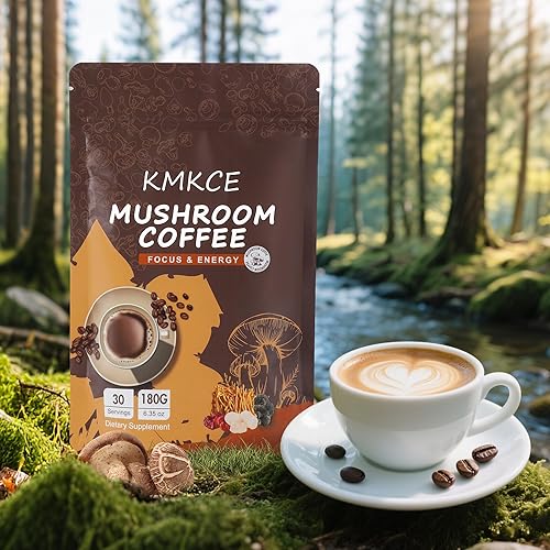 Miniatura 7 de Café de hongos, 6 hongos orgánicos con melena de león, reishi, cordyceps, shitake, trompeta King y cola de pavo, café instantáneo en polvo para