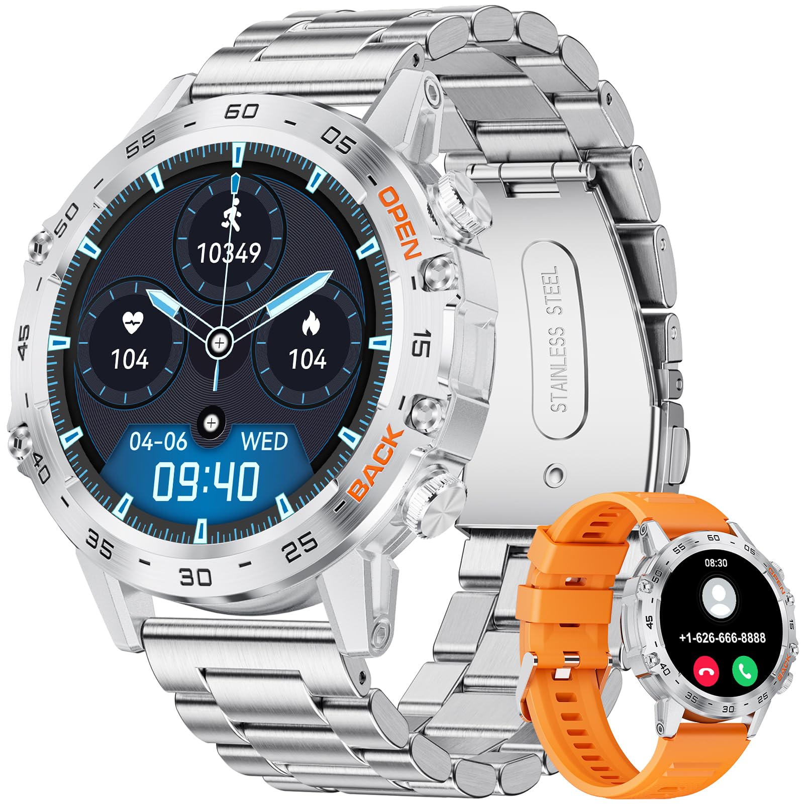 SUNKTA Smart Watches for Men(Answer/Calls),1.39 inch Touchscreen/5ATM Waterproof/120+ Sports Modes Fitness Watch with Heart Rate for Android/iOS BW1846R