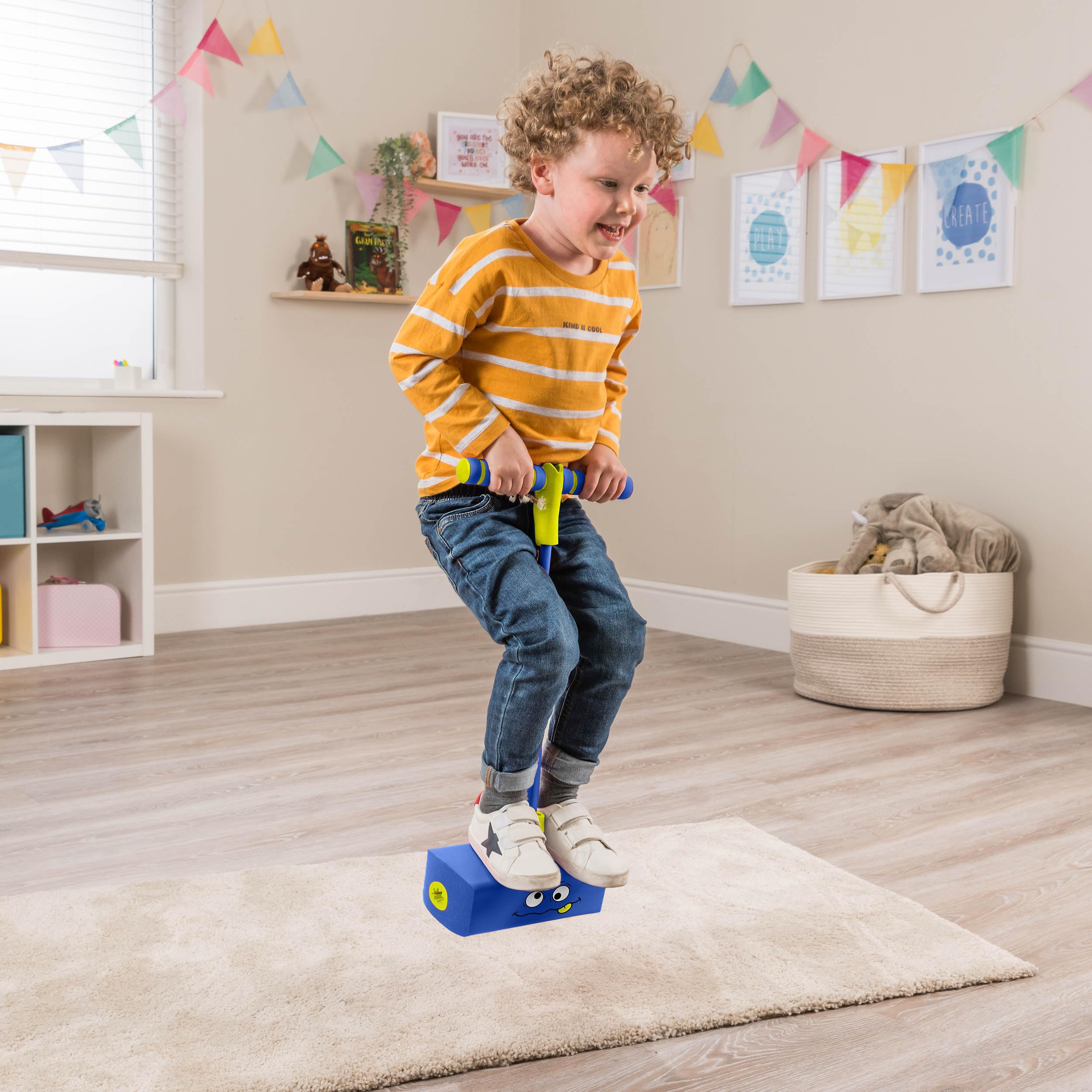 Jump ‘N’ Bouncer Bungee Hopper, Pogo Stick for Kids 3+, Foam Pogo Jumper Stick, Garden Toys Games, Blue - Image 3